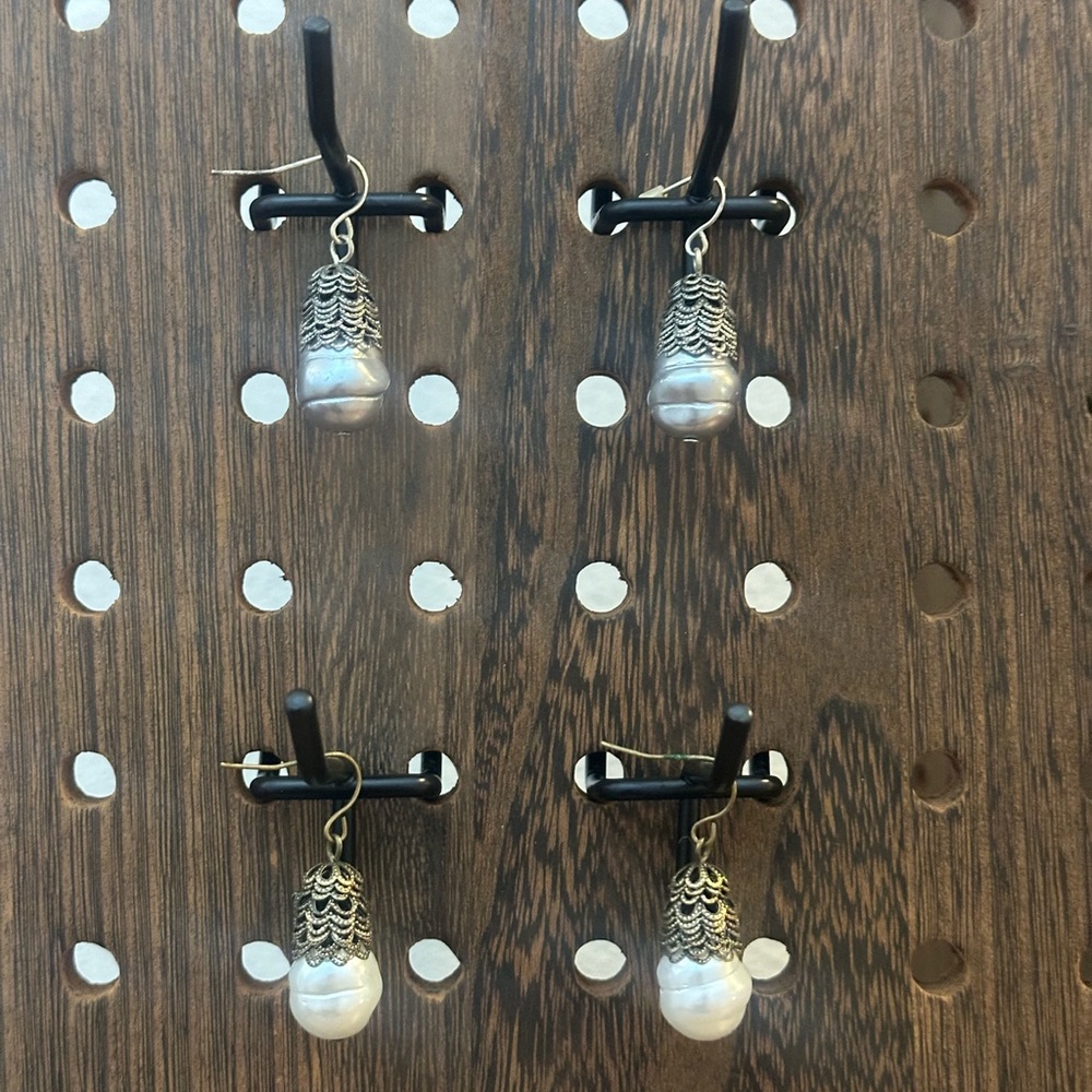 Coldwater Creek Silver and White Dangle Earrings